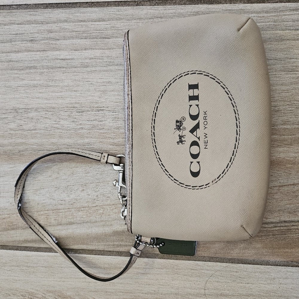 Coach Tan Wristlet with Logo - Picture 4 of 14